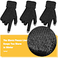 Miniatyrbillede 4 af 7: s Damer Vinter Touchscreen Handsker Varme Fleeceforet Strikket Handsker Elastisk Manchet Vinter Tekstning Handsker Black