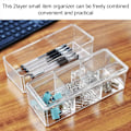 Miniatyrbillede 4 af 8: Q-tip-holderdispenser, 2-lags bomuldsholder til vatpinde, bomuldspudebeholder til badeværelsesforfængelighed bordpladeopbevaring, skuffeorganisator til Acrylic 2Layer