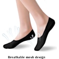 Miniatyrbillede 4 af 6: Usynlige Sokker til Kvinder - Åndbare Mesh Anti-Slip Usynlige Sokker Is Silke Lav Snit Liner Ankel Korte Sokker til Damer Træningssko Loafers Sneakers Bådsko 6 black