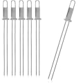 Miniatyrbillede 1 af 5: 6x Premium Grillspyd Med Håndtag, 430 Rustfrit Stål Dobbelt Grillspyd, Kebabspyd Med Dobbelte Tænder (06x Dobbelt Spyd Med Slider)