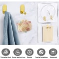 Miniatyrbilde 3 av 7: Gull håndkleholder veggmontert toalettpapirholder håndkleholdere for baderom og kjøkken rustfritt stål håndklestativ selvklebende kroker - 5 deler Gold