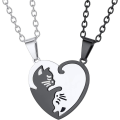 Miniatyrbillede 1 af 7: Rustfrit stål puslespil til 2 stykker puslespil vedhæng halskæde, kat/livets træ/hjerteformet, tilpasselig, yin yang halskæder smykker gave til Style 02 Black PlatedPersonalised Personalized