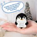 Miniatyrbillede 5 af 6: Sjov positiv mini pingvin, 2,6 tommer strikket pingvin legetøj med kort, følelsesmæssig støtte hæklet dukke, opmuntrende gave, festdekoration (sort) black