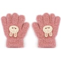 Miniatyrbilde 1 av 5: Barnehansker, Vintervarme Hansker for Gutter og Jenter, Strikket Barnehansker, Søte Dyr Elastiske Myke Fullfingerhansker, Plysj Ensfargede Hansker for Alder Pink