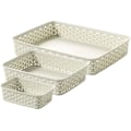 Miniatyrbilde 2 av 3: My Style Rattan Effect Set med 3 rektangulære A4 A5 A6 skrivebords oppbevaringskurv brettsett - Off White White A4/A5/A6 tray set