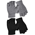 Miniatyrbilde 1 av 7: 2 Par Fingerløse Anti-Skli Hansker Strikkede Elastiske Hansker for Menn og Kvinner Black, Grey L