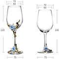 Miniatyrbillede 2 af 8: Håndmalede emaljerede blomster blyfri vinglas, 320 ml/10,8 OZ røde/hvide krystalvinglas (blå kop lilje) Blue Cup Lily