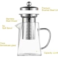 Miniatyrbillede 2 af 7: Glas Tekande med Infuser, 880ml Glas Tekande til 4, Tekande Si til Løse Te Blade Transparent 880ML
