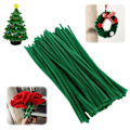 Pikkukuva 1 / 5: 100 KPL Tummanvihreitä Piippurasseja Askarteluun, 30 cm x 6 mm Chenille-varsia DIY-jouluaskarteluun