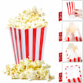 Miniatyrbillede 3 af 5: 50 stk. Popcorn-æsker, røde og hvide stribede, små papir slikbeholdere, retro