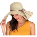 Miniatyrbillede 2 af 5: Kvinde Foldbar Floppy Bredskygget Solhat Sommer Strandhat UV UPF 50+ 04Style Beige