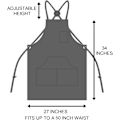 Pikkukuva 8 / 8: oods Raskaan Kankaan Vahattu Esiliina Black  Deluxe Edition Adjusts: M to XXL