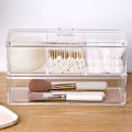Miniatyrbillede 2 af 8: Q-tip-holderdispenser, 2-lags bomuldsholder til vatpinde, bomuldspudebeholder til badeværelsesforfængelighed bordpladeopbevaring, skuffeorganisator til Acrylic 2Layer