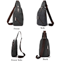 Miniatyrbillede 3 af 7: Canvas Sling Crossbody Taske Dagrygsæk til Mænd Kvinder Udendørs Rejser Casual Skulder Bryst Rygsæk Tasker Dag Pakke Jagt Vandring Camping Sort Grå #37black Gray(canvas)