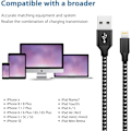 Miniatyrbillede 6 af 6: iPhone-opladerkabel Lynkabel 3-pak 3FT/1M Nylon flettet hurtigopladning og synkronisering iPhone-kabel Kompatibel med iPhone13 12 11 Pro Max XS XR X 8 3Pack 3FT Black&Silver