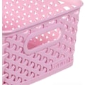 Miniatyrbild 5 av 8: Min stil rotting-effekt set med 4 små rektangulära förvaringskorgar för kök, vardagsrum, badrum, sovrum, tvättstuga - 4 liter - Rosa Pink 4 x 4L Small