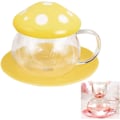 Miniatyrbillede 1 af 6: Entonic Sød Svampe Glas Tekop med Infuser og Ske, Klar Kawaii Tekande med Si Filter, Keramisk Låg og Coaster, Varmebestandig Yellow 4 Piece set