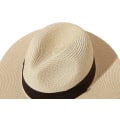 Miniatyrbillede 4 af 6: Dame Halm Panama Hat Fedora Strand Solhat Bred Skygge Halm Rulle op Hat UPF 50+ Buckle Belt Beige One Size