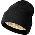 Pikkukuva 1 / 7: Naisten beanie-pipo, lämmin talvipipo pehmeällä satiinivuorella, löysä ja joustava neulottu pipo, suojaa hiustyylisi, hienoneuloinen pipo, tuulenpitävä reunus