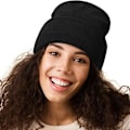 Pikkukuva 6 / 7: Naisten beanie-pipo, lämmin talvipipo pehmeällä satiinivuorella, löysä ja joustava neulottu pipo, suojaa hiustyylisi, hienoneuloinen pipo, tuulenpitävä reunus