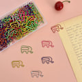 Miniatyrbillede 6 af 6: 100 stk. Dyreformede Papirclips Søde Elefant Papirclips Assorterede Farver Smukke Bogmærke Clips til Fest Invitation Kort Lærer Scrapbøger Notesbog green01