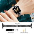Miniatyrbillede 3 af 5: Ultratyndt metalarmbånd kompatibelt med Apple Watch-rem 42 mm (Series 10) 41 mm 40 mm 38 mm, elegant rustfrit stållænke (sort) 38/40/41mm