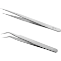 Miniatyrbilde 1 av 8: Presisjonstengersett, 2 stk Rustfritt Støpt og Bøyde Tenger, Ikke-Magnetiske Industrielle Tenger for Håndverk, Elektronikk, Lodding, Medisinsk og #3 2PCS Pointed+Curved #2 1PC