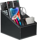 Remote Control Storage, PU Leather Remote Control Holder, Storage Box with 3 Compartments Multifunctional Organizer