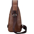 Pikkukuva 3 / 7: PU-nahkainen olkalaukku miehille ja naisille, pieni olkalaukku, crossbody-rintareppu, jossa USB-latausportti ja kuulokeliitäntä, ulkoiluun, matkustamiseen ja patikointiin #21brown(pu/Usb)