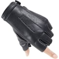 Miniatyrbillede 1 af 8: Fingerløse Termiske Læderhandsker Mænd Kvinder Varme Vinter Halvfinger Kørselshandsker med Tyndt Indre Fleece til Cykling Motorcykel Vandreture Black #a