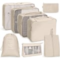 Miniatyrbild 1 av 8: Packkuber för resväska 8 st Kompressionspackkuber för resebagage Organiseringsväskor Vattentäta resepackpåsar Reseväsentligheter Beige L