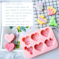 Miniatyrbillede 4 af 6: Valentines Chokoladeforme - 1 stk. 6-huls Silikon Chokoladeform - Hjerteformet Kage Chokolade Fremstillingsform til Valentinsdag & Bryllup & Fødselsdag Brown Heart