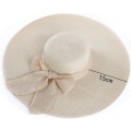 Miniatyrbilde 5 av 5: Kvinner sammenleggbar floppy bredbremmet stråsolhatt sommer strandhatt UV UPF 50+ 02Style lvory white