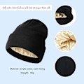 Pikkukuva 3 / 7: Naisten beanie-pipo, lämmin talvipipo pehmeällä satiinivuorella, löysä ja joustava neulottu pipo, suojaa hiustyylisi, hienoneuloinen pipo, tuulenpitävä reunus