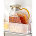 Miniatyrbillede 1 af 8: Vandkande, kande i højt borosilikatglas med låg i rustfrit stål, lækagesikker køleskabsdørkaraffel til varme eller kolde drikke (1,8 L/63 oz.) Transpa Transparent