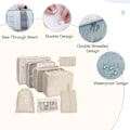 Miniatyrbild 2 av 8: Packkuber för resväska 8 st Kompressionspackkuber för resebagage Organiseringsväskor Vattentäta resepackpåsar Reseväsentligheter Beige L