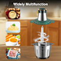 Miniatyrbilde 4 av 7: Elektrisk kjøttkvern, multifunksjonell 2-trinns mathakker med 3L rustfritt stålbeholder og kniver, 110W manuell grønnsakshakker, blender, for Green