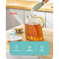 Miniatyrbillede 2 af 8: Vandkande, kande i højt borosilikatglas med låg i rustfrit stål, lækagesikker køleskabsdørkaraffel til varme eller kolde drikke (1,8 L/63 oz.) Transpa Transparent