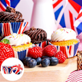 Miniatyrbillede 4 af 7: e Blå Union Jack Cupcake Cases, 100 stk. Mini Kings Coronation Bagekopper, Små Papir Muffinskopper Cupcake Liners Muffin Cases til King Charles Coro Auk