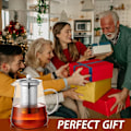 Miniatyrbillede 5 af 8: Klar glas tekande med si, rund form tekande, varmebestandig borosilikat glas si tekande, komfursikker tekande (750ML) 750ml 750ML