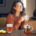 Miniatyrbillede 5 af 5: Klar glas tekande med si, rund form tekande, varmebestandig borosilikat glas si tekande, komfursikker tekande (450ML)