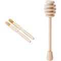 Miniatyrbilde 1 av 7: Kakebørster og honningdipper i bøk Twin Pack FSC Pastry Brush + Beechwood Honey Dipper