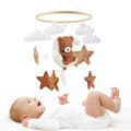 Mobile for cot, Wooden Animal Cot Mobile Star Moon Bear Cot Mobile Toy Handmade Crocheted Wind Chime Pendant