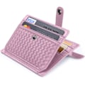 Miniatyrbild 1 av 7: Kreditkortshållare, Rosa Bifold Plånbok Äkta Läder, RFID NFC-blockering med Myntficka med Övertäckt Knapp för Kvinnor #1 Rose