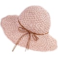 Miniatyrbild 3 av 8: Solhatt i halm för kvinnor, damer, hopfällbar, bredbrättad, med rosett, justerbar, strandhatt, elegant hinkhatt, UPF 50 UV-skydd, bekväm Pink One Size