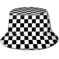 Miniatyrbild 1 av 5: EN Hinkar Mode Solhatt Packbar Utomhus Fiskarehatt för Kvinnor och Män Black White Race Checkered Flag 5 One Size