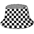 Pikkukuva 1 / 5: EN-ämpärihatut Muoti aurinkolippalakki Pakattava ulkoilukalastajan hattu naisille ja miehille Black White Race Checkered Flag 5 One Size