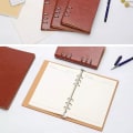 Miniatyrbillede 3 af 5: A5 Notebook 6 Huller PU Læder Cover Notebook, Løs Lomme Læder Genopfyldelig Notebook Binder Ringe Journal Hard Cover Dagbog Forretning (Brun)