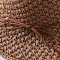 Miniatyrbild 6 av 8: Solhatt i halm för kvinnor, damer, hopfällbar, bredbrättad, med rosett, justerbar, strandhatt, elegant hinkhatt, UPF 50 UV-skydd, bekväm Khaki One Size