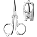 Miniatyrbillede 1 af 7: Rustfrit stål folde saks bærbar foldbar rejse saks metal saks til håndværk, syning 10,5 cm (2 pakker) Silver